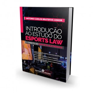 livro de introdução ao estudo do esports law de capa preta com escritas em branco e rosa parte frontal