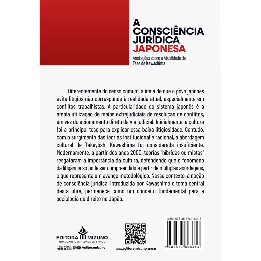 Livro A Consciência Jurídica Japonesa Tese de Kawashima